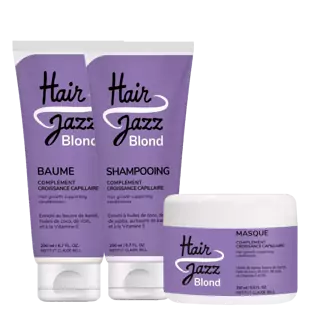 HAIR JAZZ BLOND komplekts palīdz noņemt dzeltenos toņus.